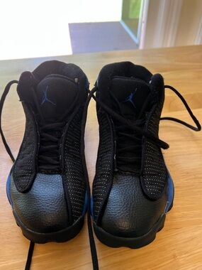 Jordan High-Top Sneakers - Black with Blue Accents